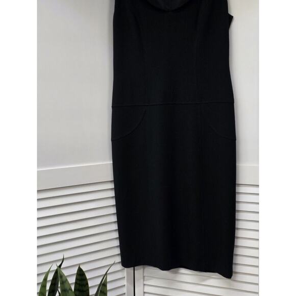 David Meister Womens Back Zip Short Sleeve V Neck Sheath Dress Black Size 4 - Picture 3 of 8